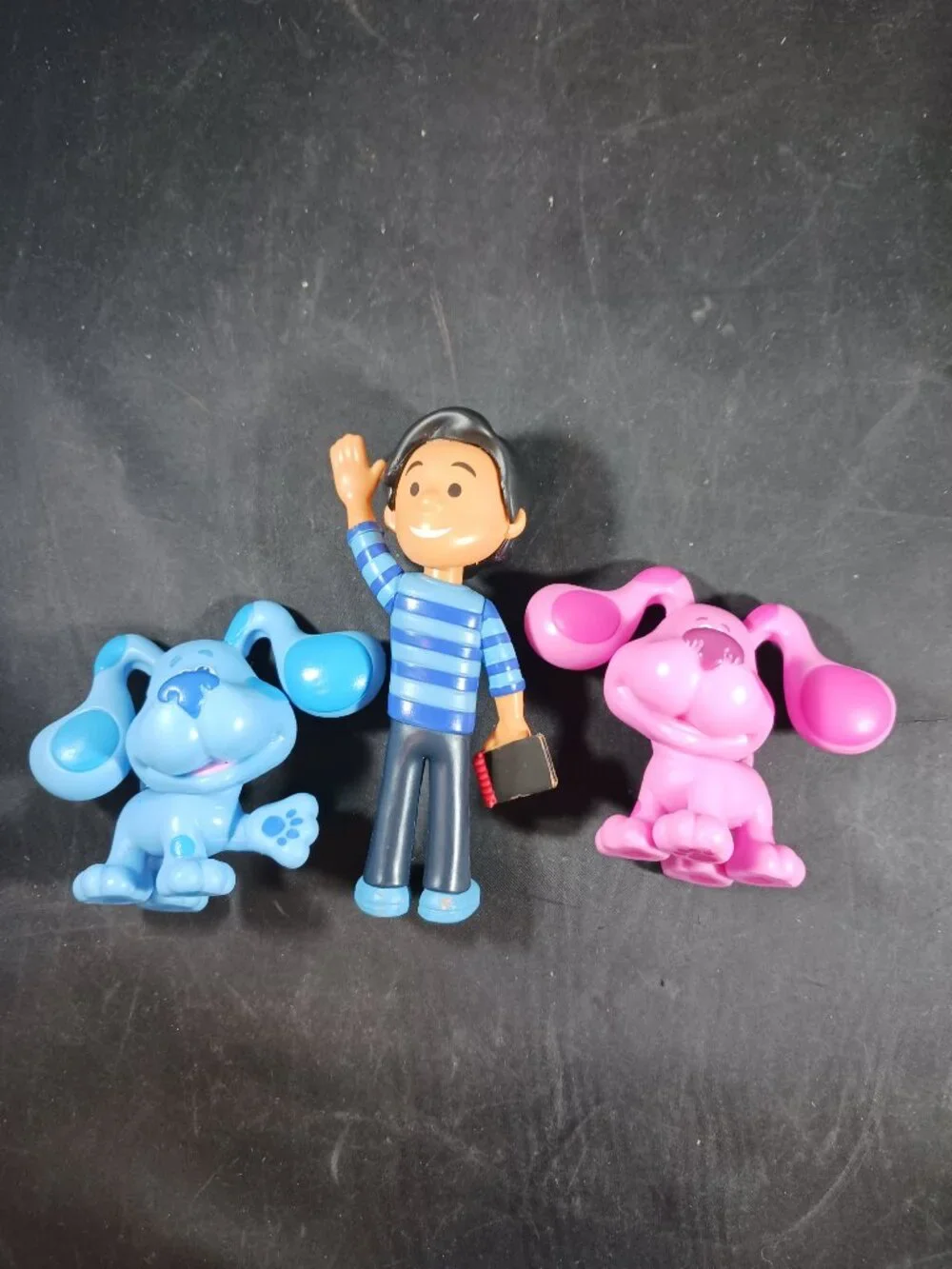 3pcs Blue's Clues & You Josh Magenta & Blue Dog Action Figure Lot Just Play
